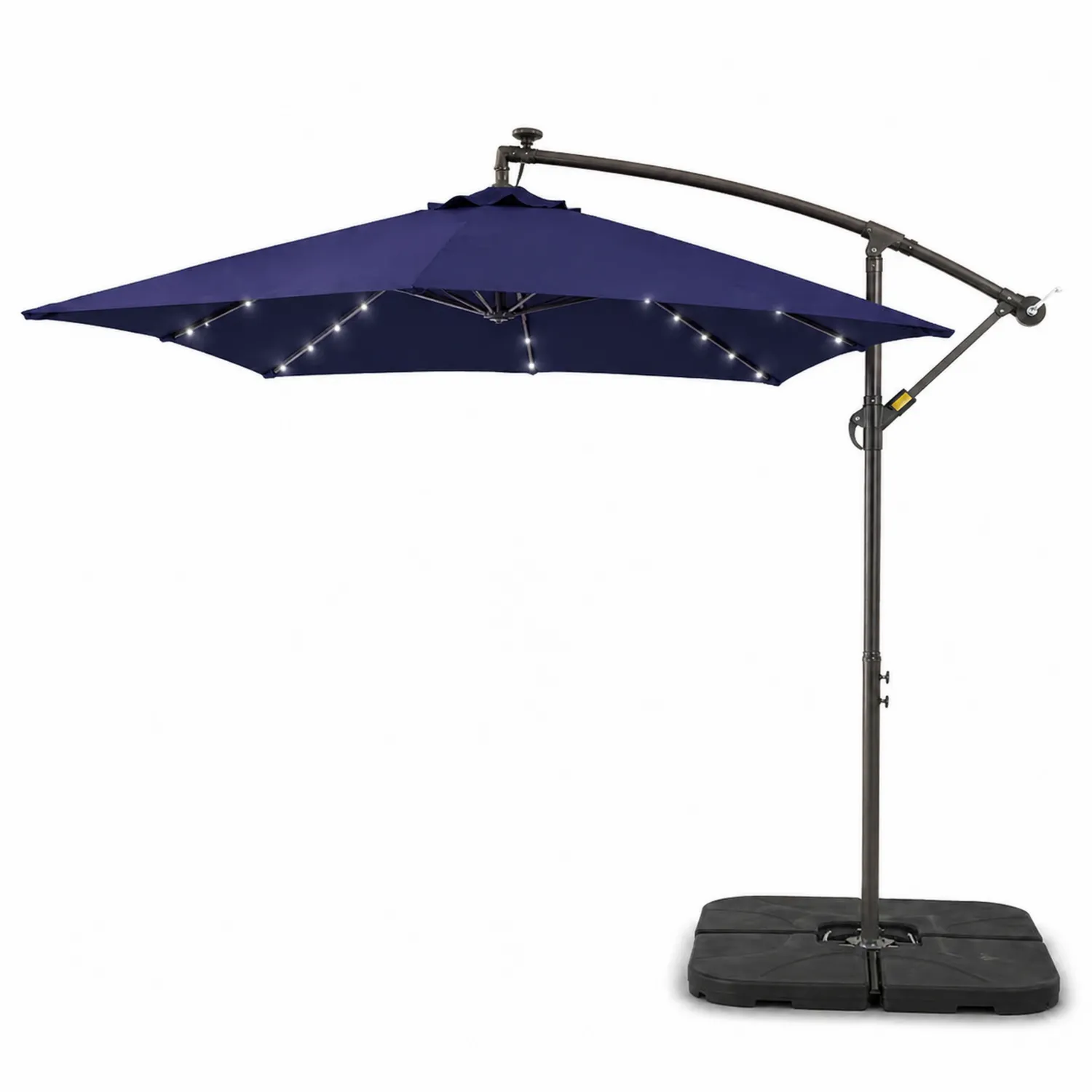 Parasol ogrodowy z bocznym ramieniem, stalowy, 3m, Niebieski, LED