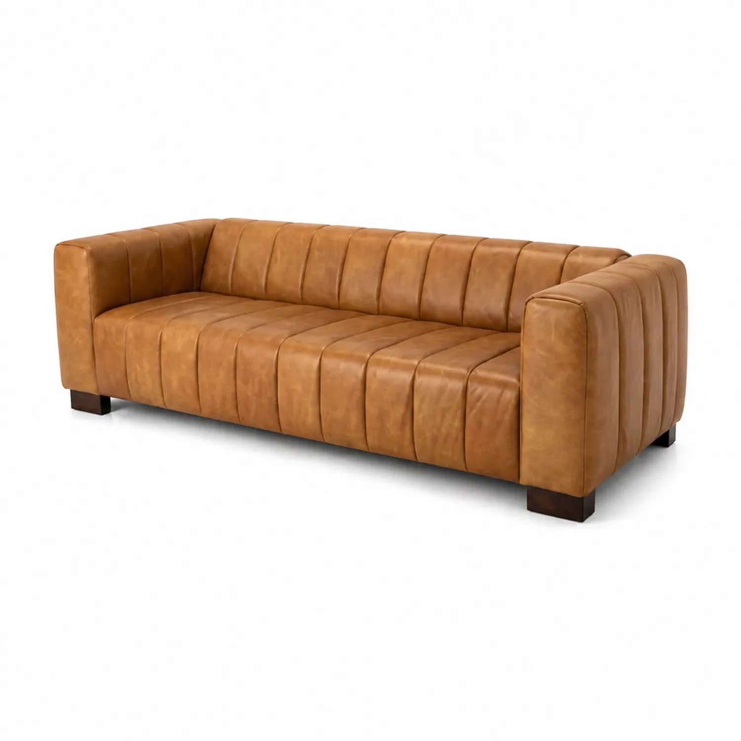 Sofa skórzana trzyosobowa Brązowa