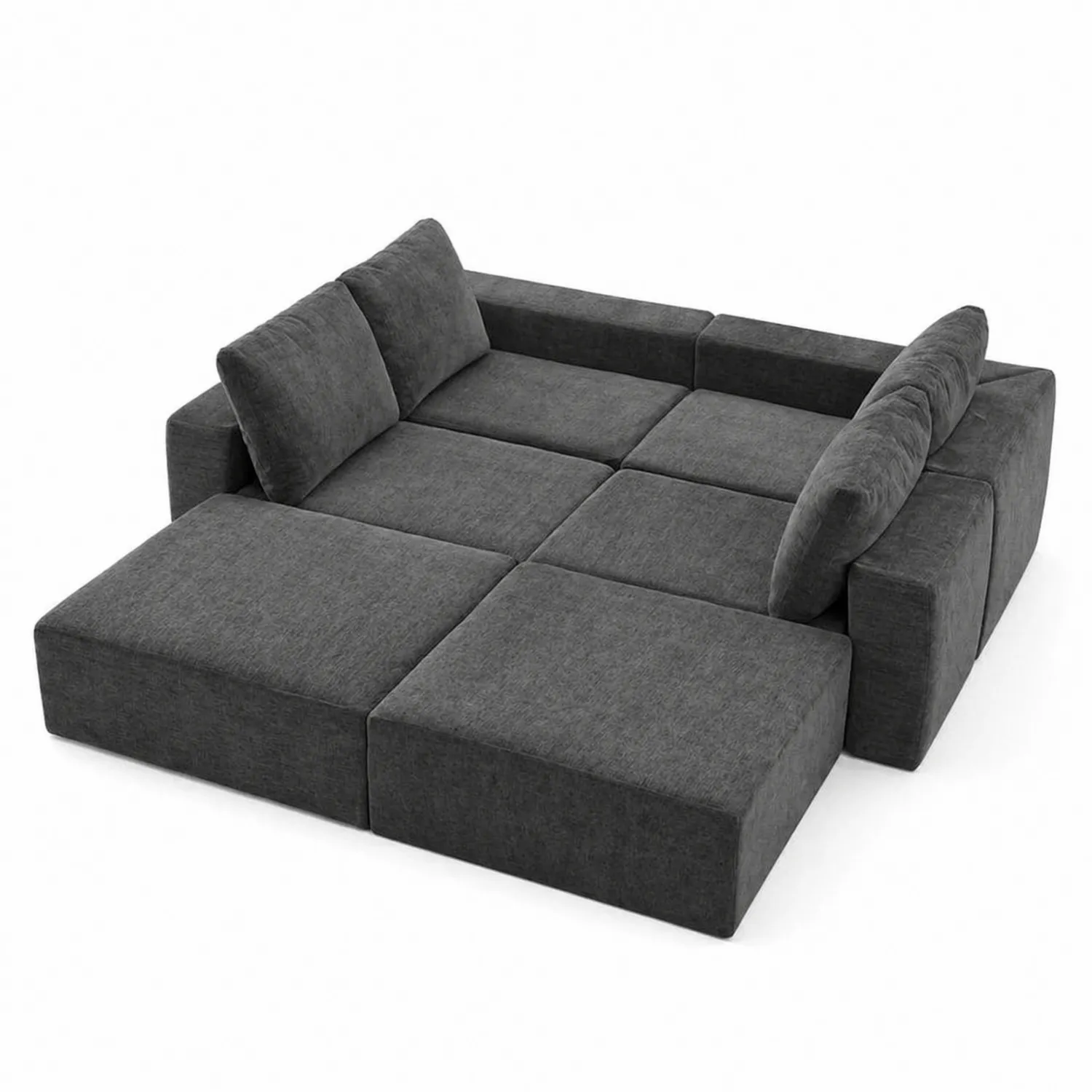 Modułowa sofa z tkaniny grafitowa