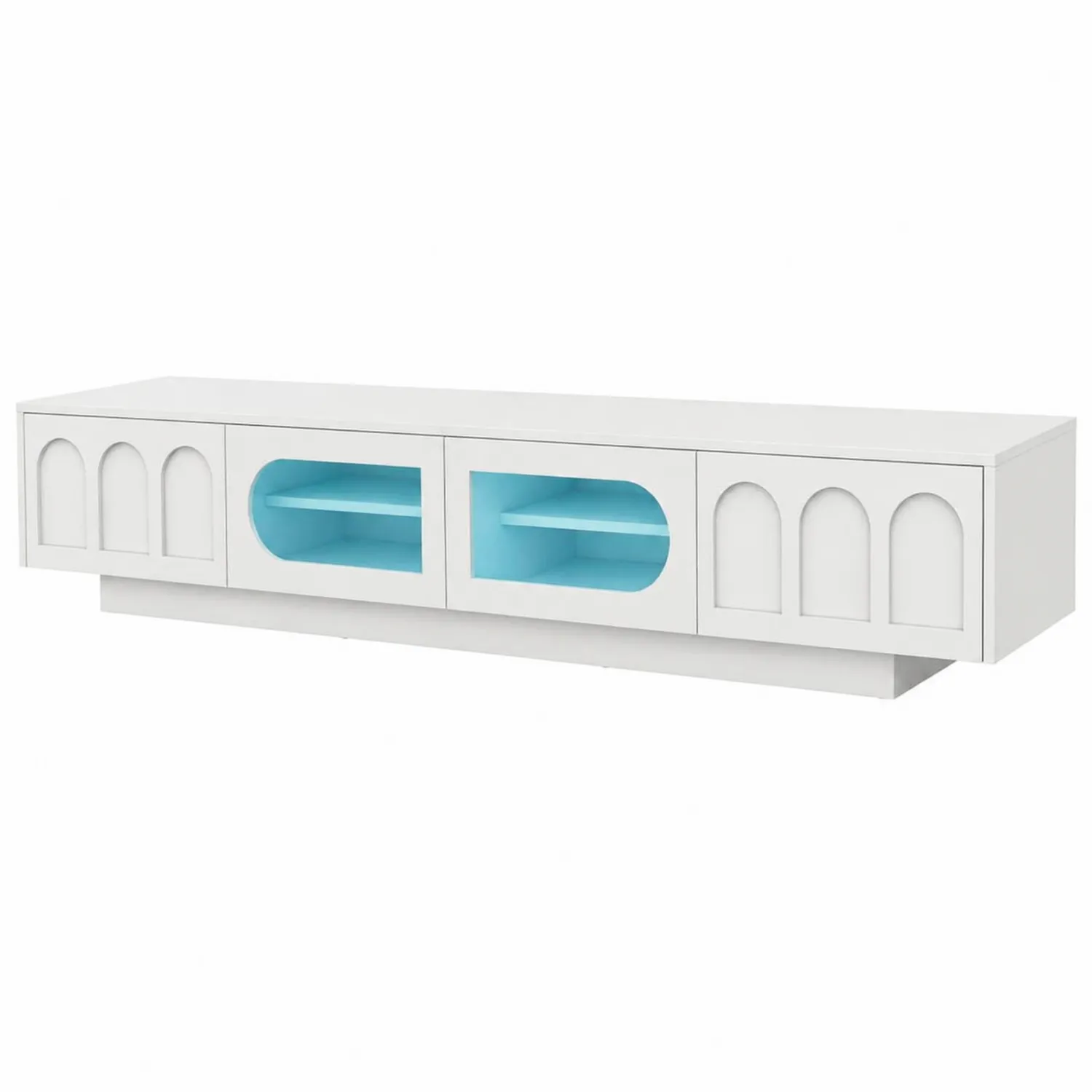 Szafka RTV z MDF Biało-Niebieska 150 cm