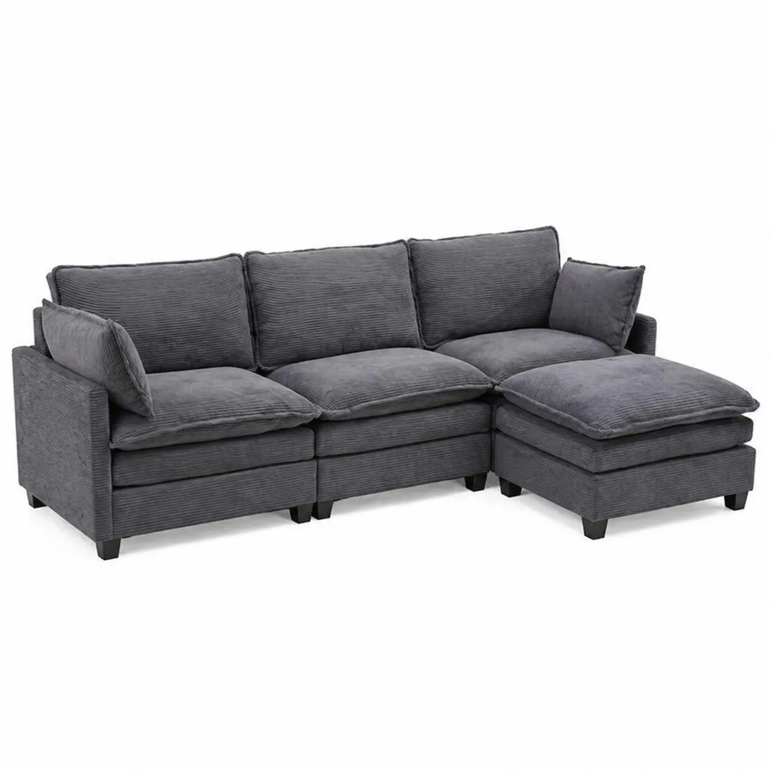 Sofa narożna z tkaniny sztruksowej szara