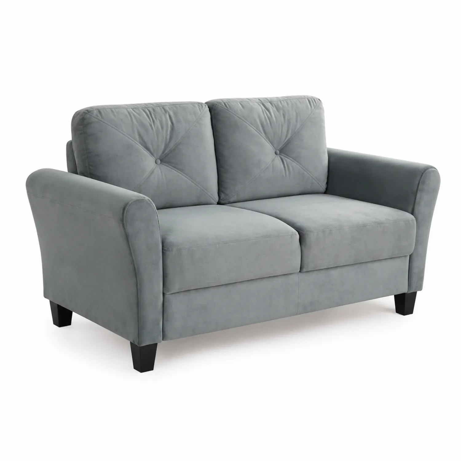 Sofa dwuosobowa, Aksamit, Szary