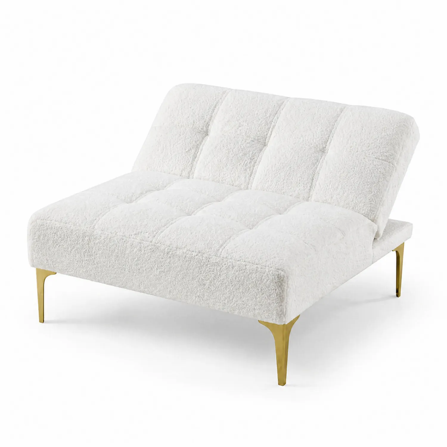 Sofa dwuosobowa z tkaniny bouclé ze stalowymi nogami 120x80x75 cm Biała