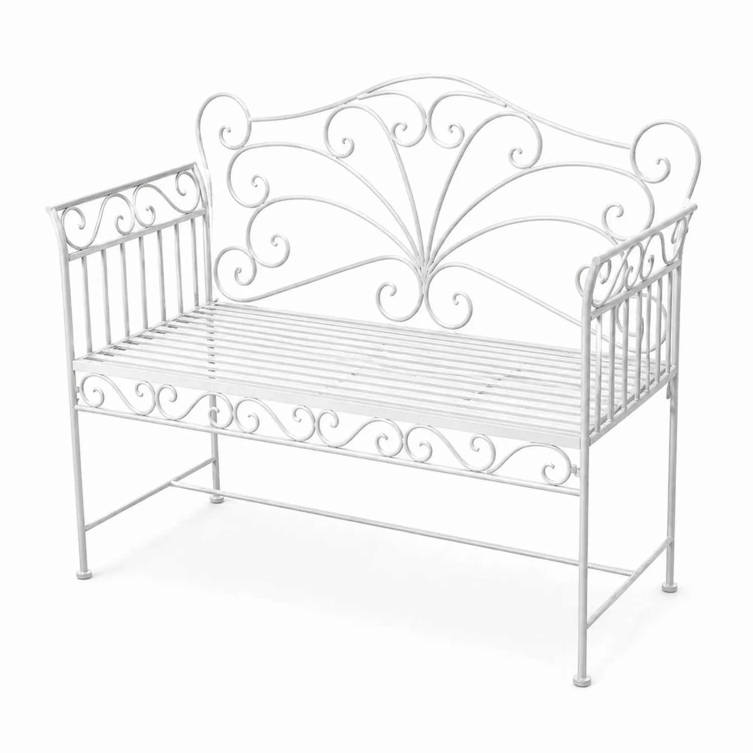 Biała metalowa ławka zewnętrzna 125 cm