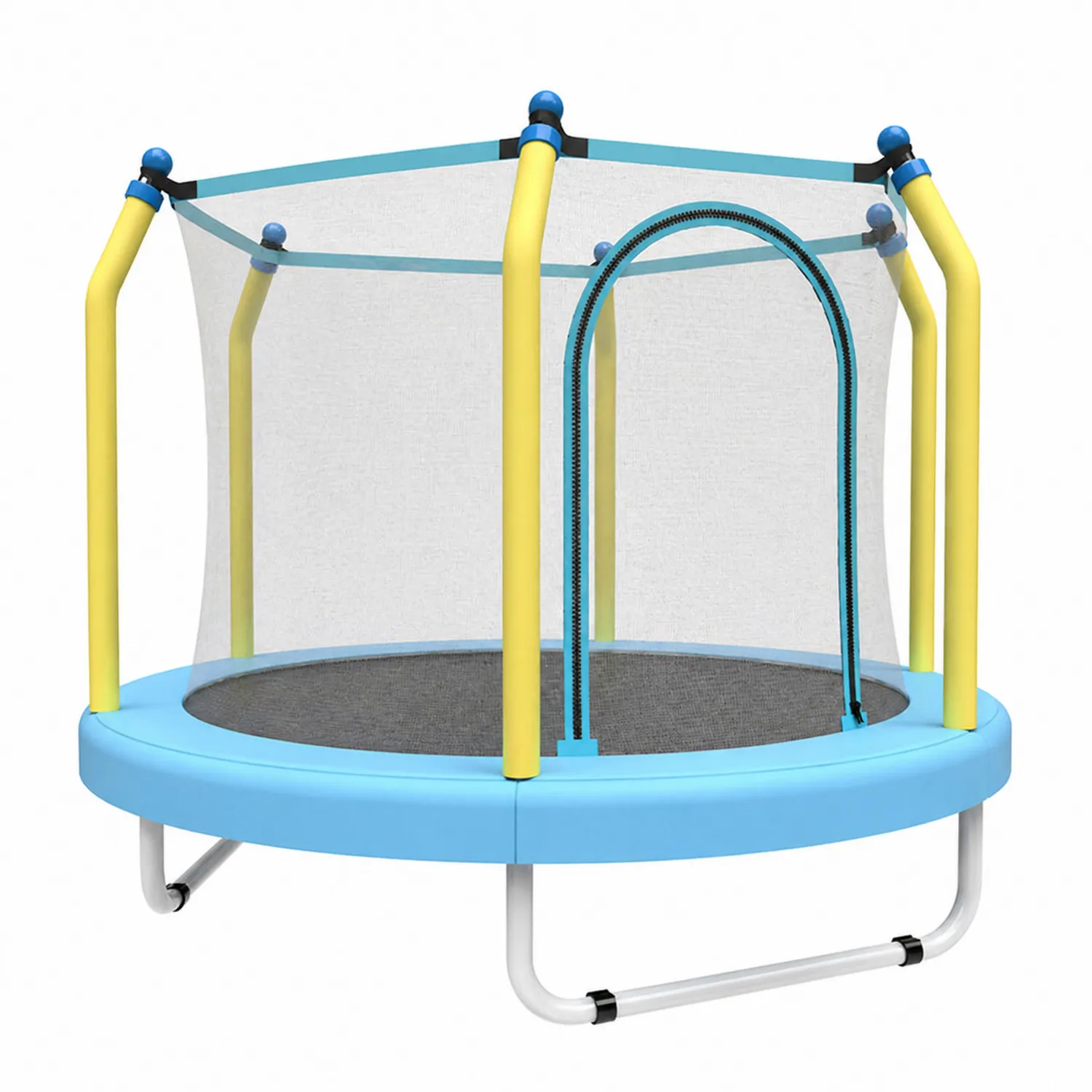 Trampolina dziecięca z siatką ochronną stalowa 140 cm Niebieska/Żółta