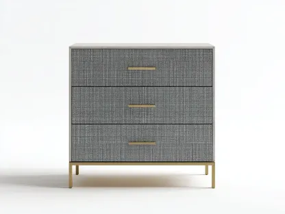 Cómoda de dormitorio de madera y metal 80 x 42 x 85 cm - gris topo y dorado - para almacenaje doméstico - estilo contemporáneo elegante-Cottaupshop
