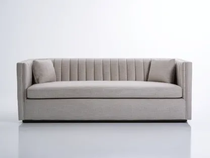 Sofá recto de 3 plazas 214 x 90 x 78 cm - beige arena - tapizado textil con respaldo acanalado para salón-Cottaupshop