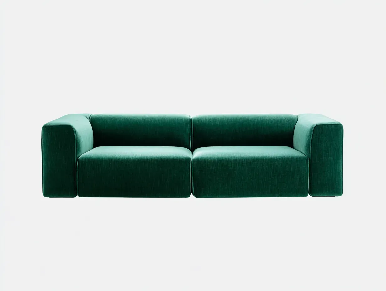 Sofá modular de 3 plazas 218 x 96 x 71 cm - verde turquesa - tapizado aterciopelado de diseño minimalista para salón-Cottaupshop