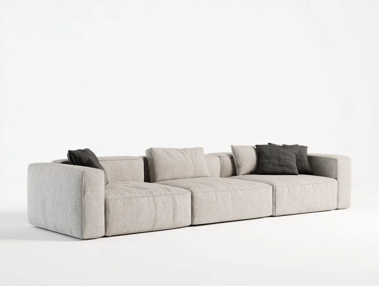 Sofá modular de 3 plazas 286 x 102 x 68 cm - gris claro - tapizado textil de perfil bajo para salón-Cottaupshop