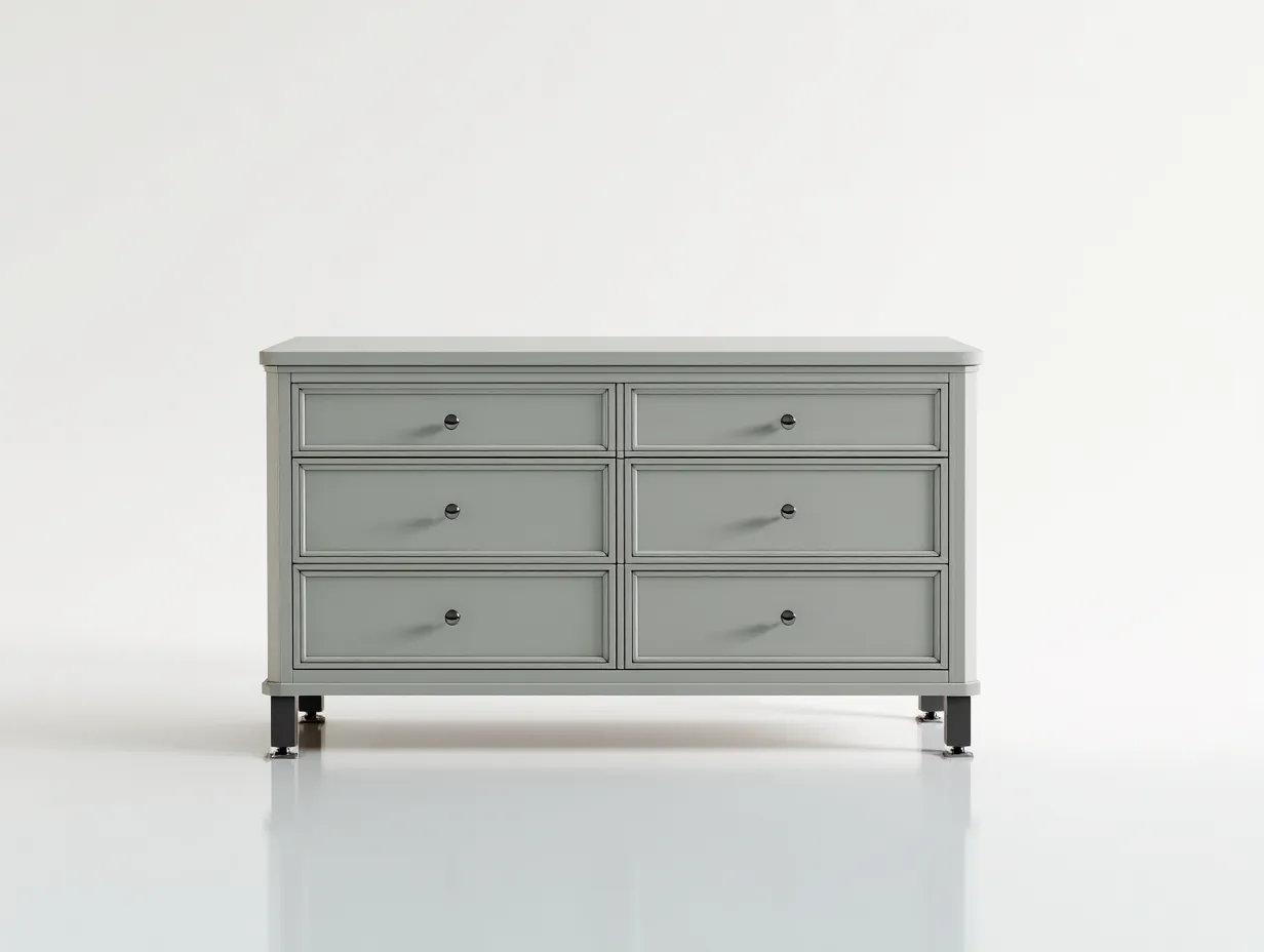 Cómoda de dormitorio de madera 138 x 48 x 86 cm - gris perla y negro grafito - para almacenaje del hogar - estilo clásico actualizado-Cottaupshop