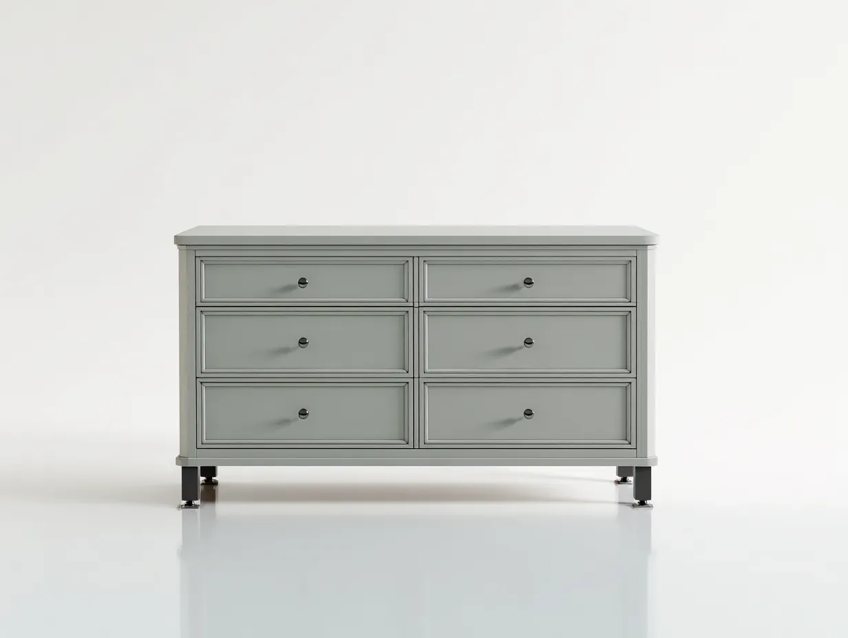 Cómoda de dormitorio de madera 138 x 48 x 86 cm - gris perla y negro grafito - para almacenaje del hogar - estilo clásico actualizado-Cottaupshop