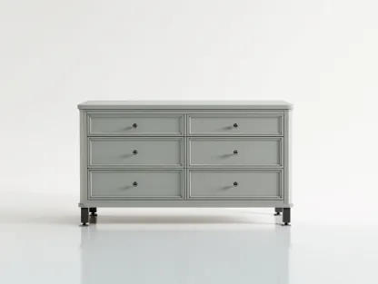 Cómoda de dormitorio de madera 138 x 48 x 86 cm - gris perla y negro grafito - para almacenaje del hogar - estilo clásico actualizado-Cottaupshop