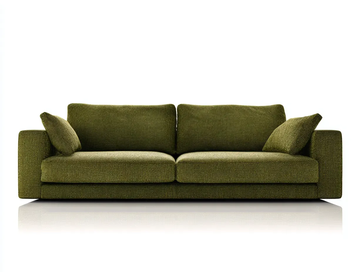 Sofá de 3 plazas tapizado en tela 232 x 94 x 79 cm - verde oliva - diseño contemporáneo para salón-Cottaupshop