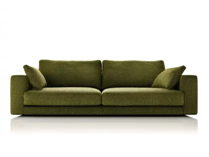 Sofá de 3 plazas tapizado en tela 232 x 94 x 79 cm - verde oliva - diseño contemporáneo para salón-Cottaupshop