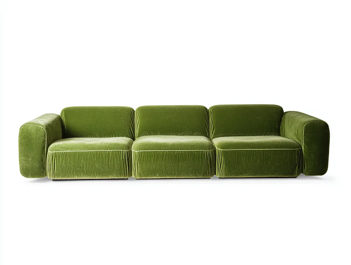 Sofá modular de 3 plazas 268 x 95 x 73 cm - verde musgo - terciopelo suave de perfil bajo para salón-Cottaupshop