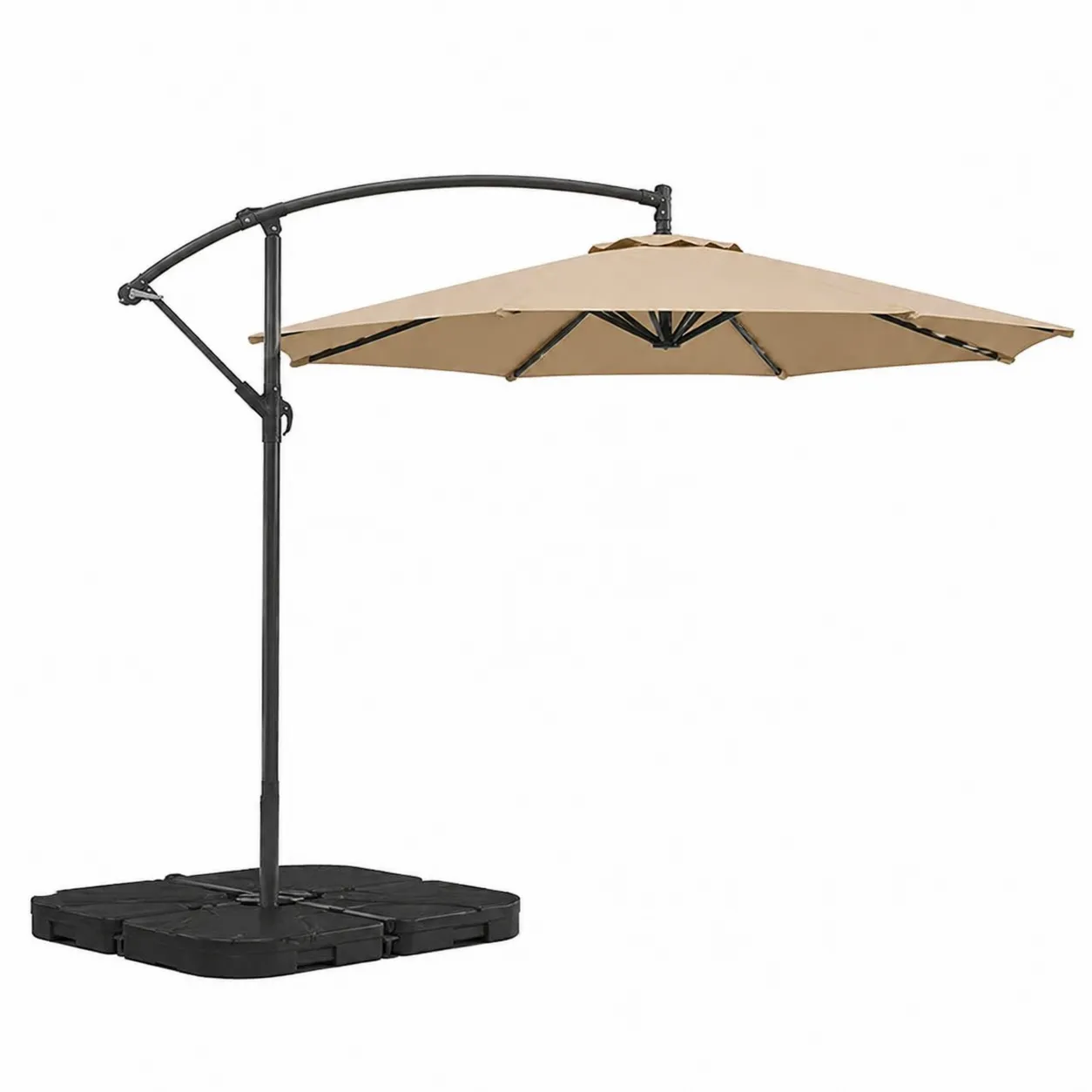 Ombrellone da Esterno in Poliestere e Acciaio Beige, Diametro 300 cm