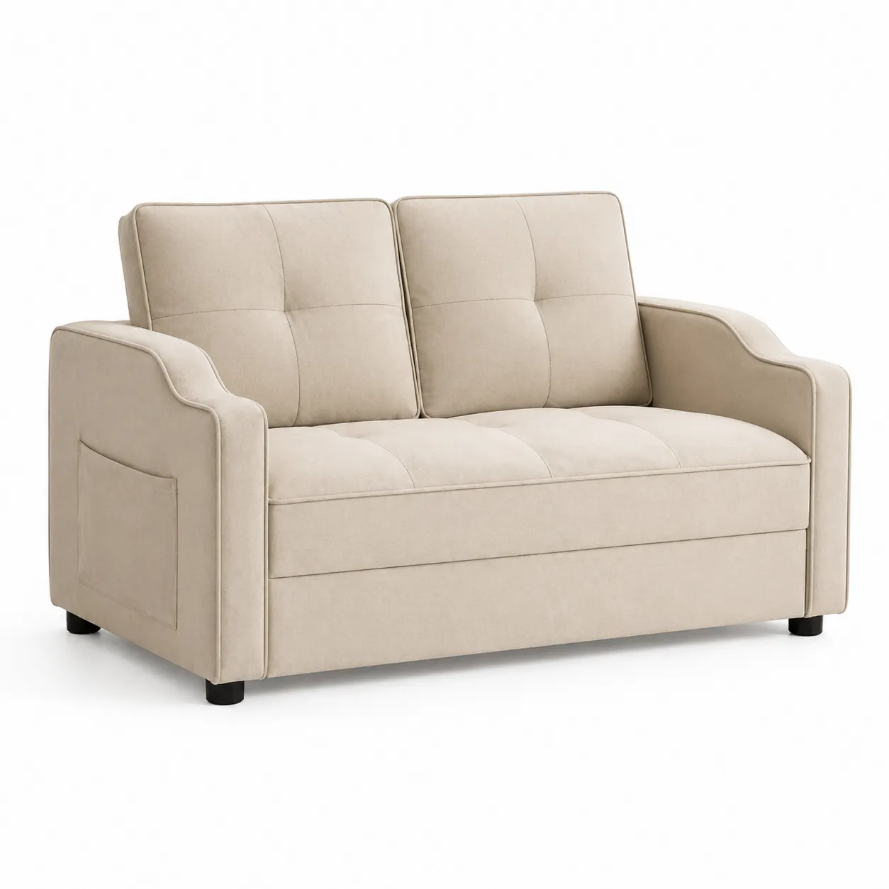 Divano letto a 2 posti in tessuto poliestere beige