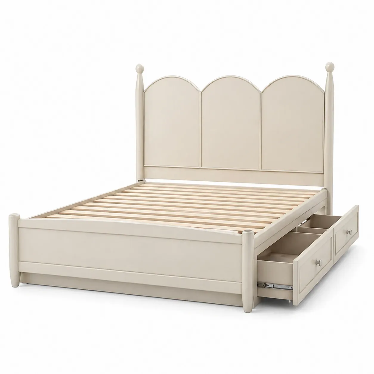 Letto con cassetti in legno beige 200x160 cm