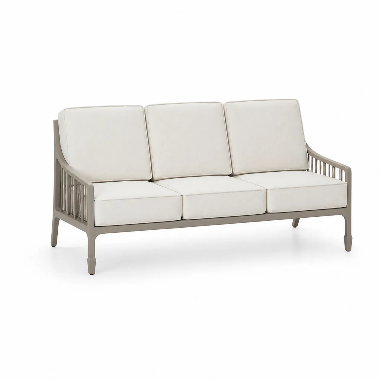 Divano da Giardino a 3 Posti in Alluminio e Tessuto Poliestere Beige
