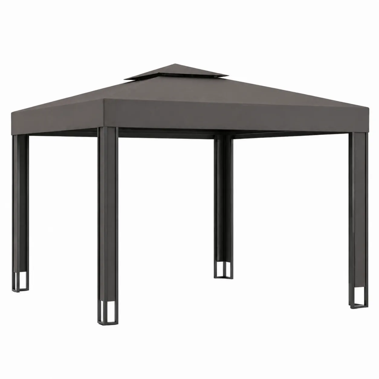 Gazebo quadrato in acciaio e poliestere grigio 3x3m