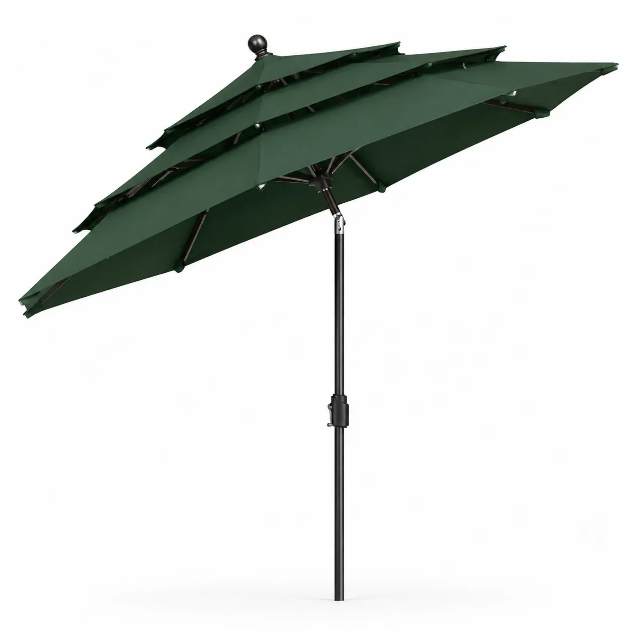 Ombrellone da giardino in poliestere verde con telaio in acciaio Ø300 cm
