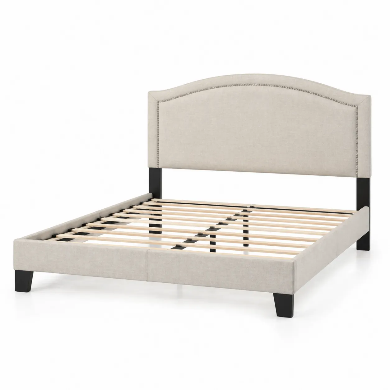 Letto in Tessuto con Testiera Imbottita 160x200 cm
