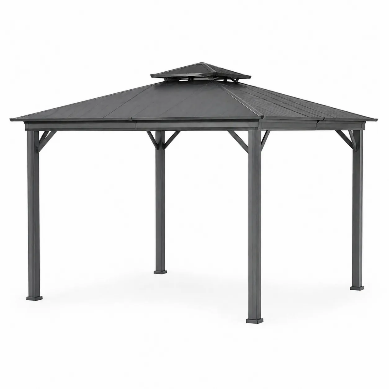 Gazebo da Giardino in Metallo e Policarbonato Nero 300x400 cm