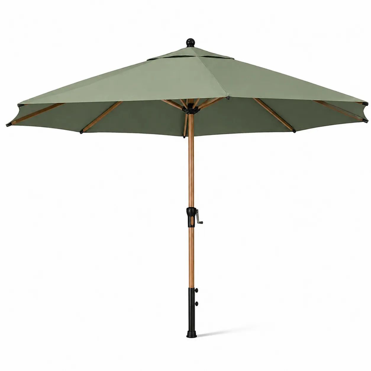 Ombrellone da Giardino Ø 300 cm in Legno e Tessuto in Poliestere Verde