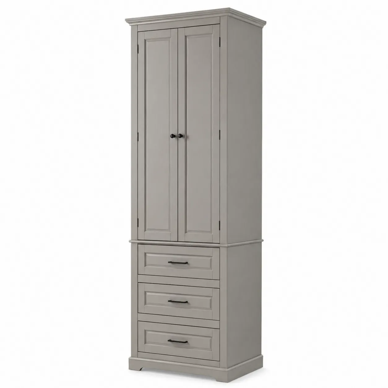 Armadio in Legno con Ante e Cassetti Grigio 180 cm