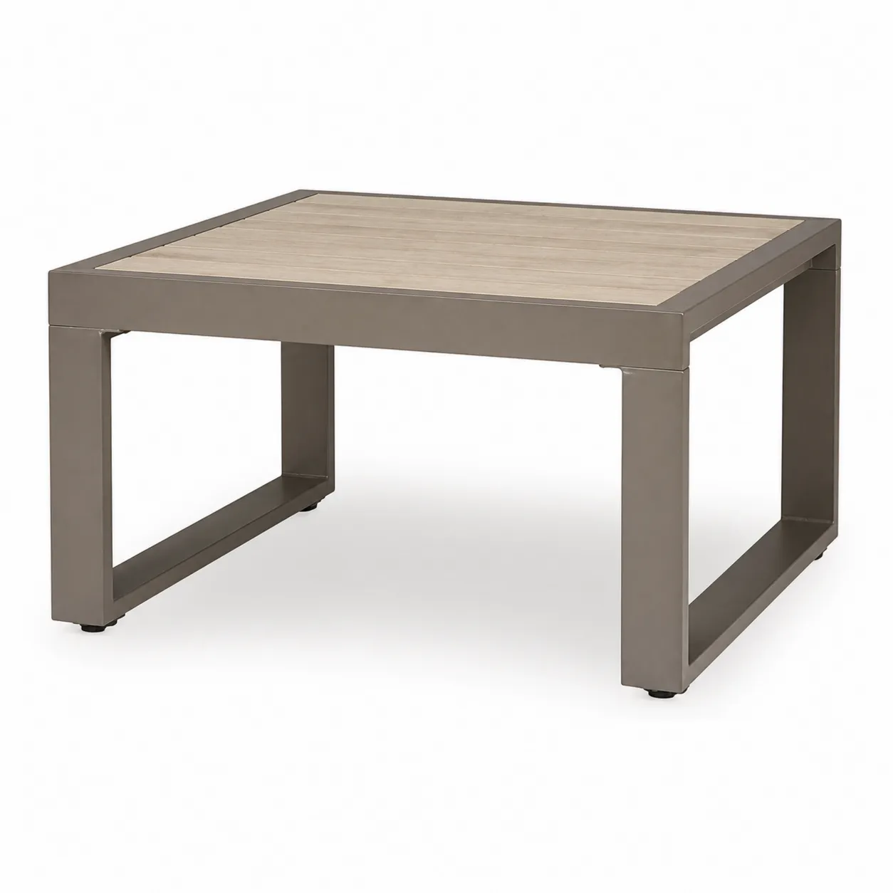 Tavolo quadrato in metallo e legno per esterno 90x90x45 cm