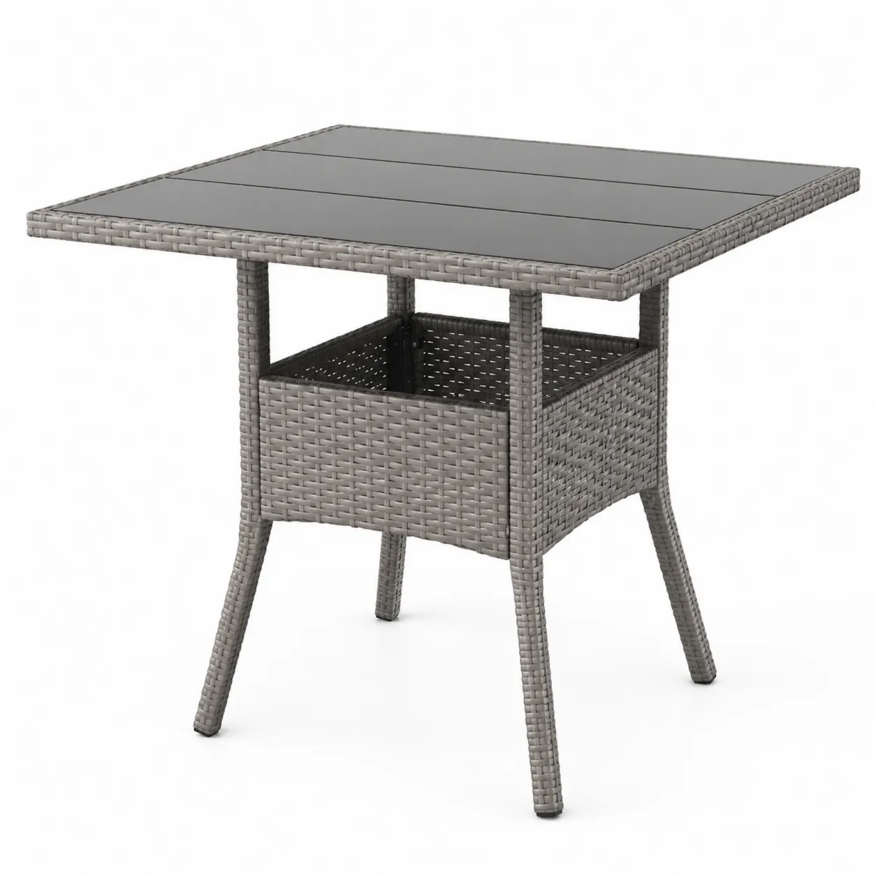 Tavolo da giardino in rattan sintetico e vetro temperato
