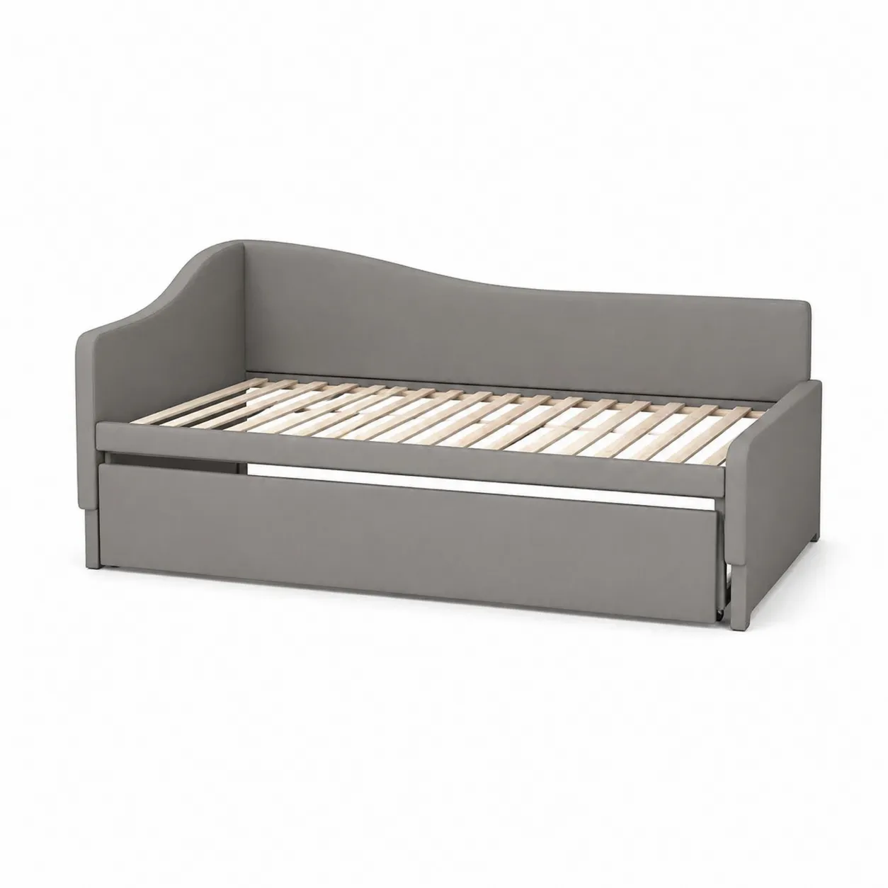Daybed in Tessuto con Divano Letto Estraibile Grigio