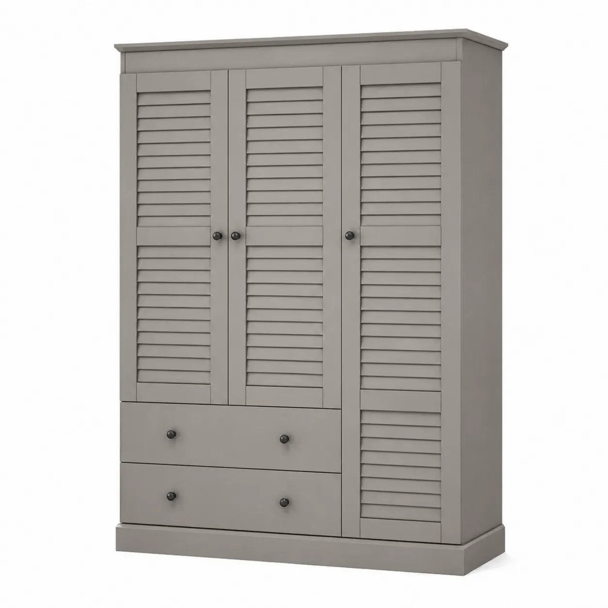 Armadio a 3 ante con 2 cassetti in Legno Grigio
