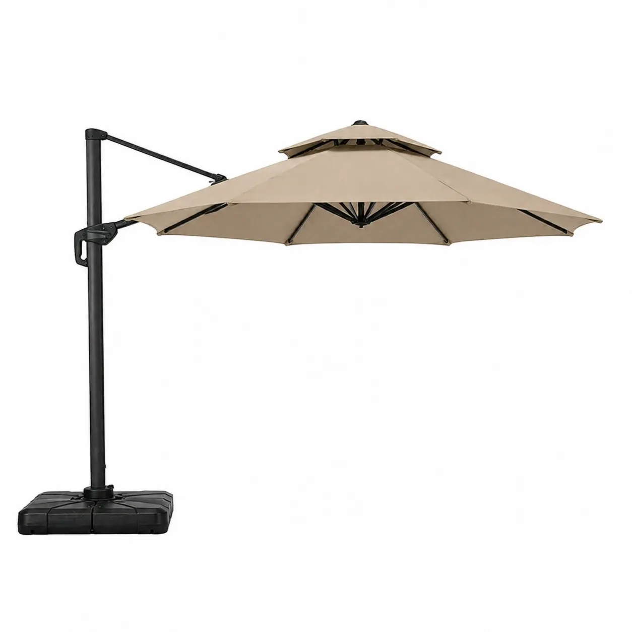 Ombrellone da Esterno in Tessuto Beige con Struttura in Metallo