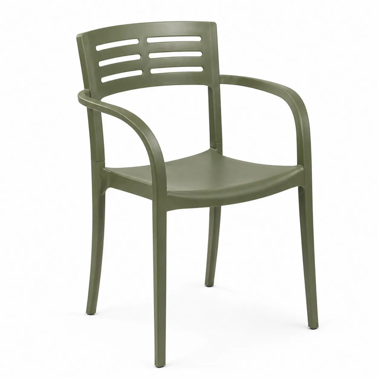 Sedia in plastica con braccioli Verde Oliva