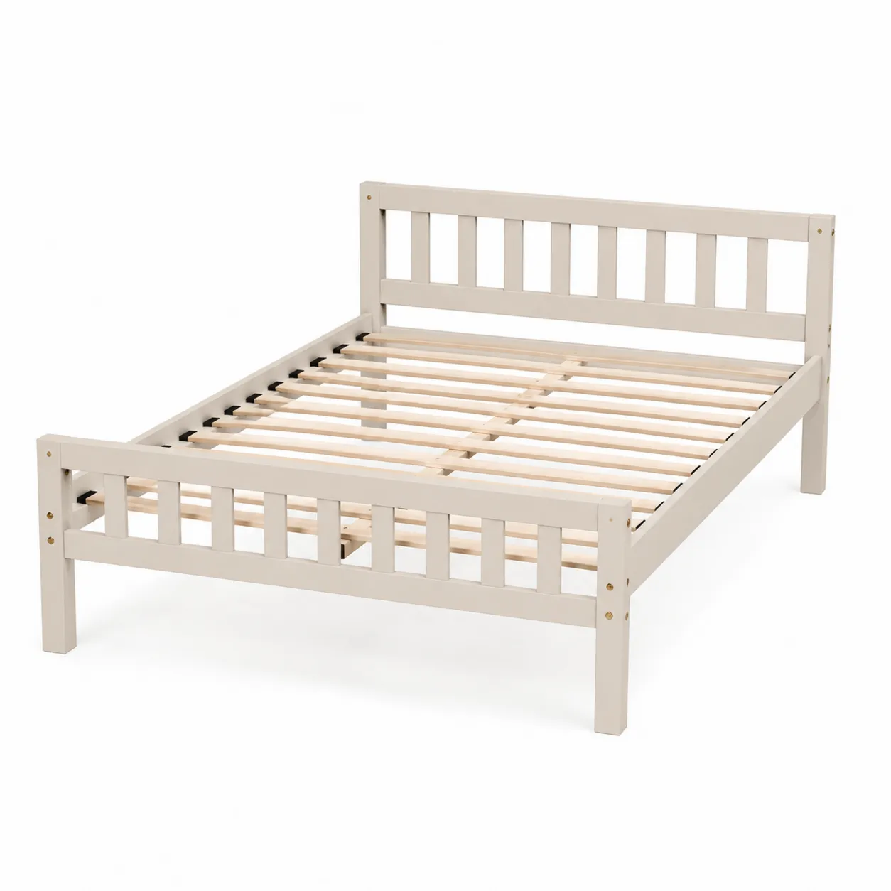 Letto matrimoniale in legno beige 200x160x90 cm
