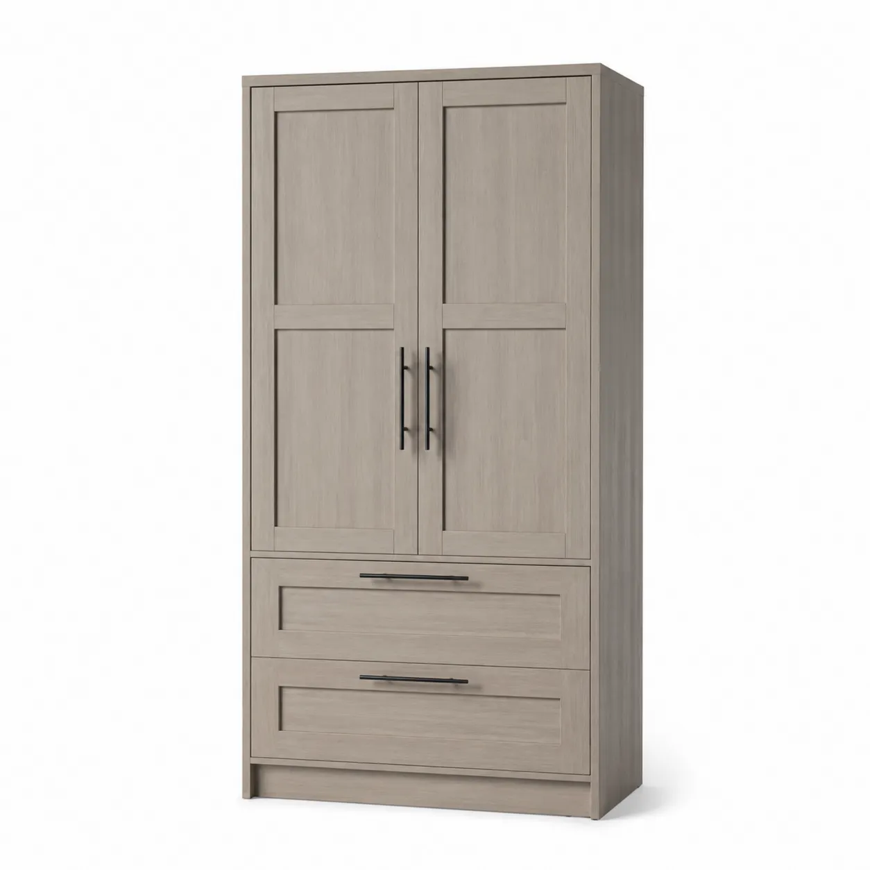 Armadio in Legno Massello Grigio con Cassetti