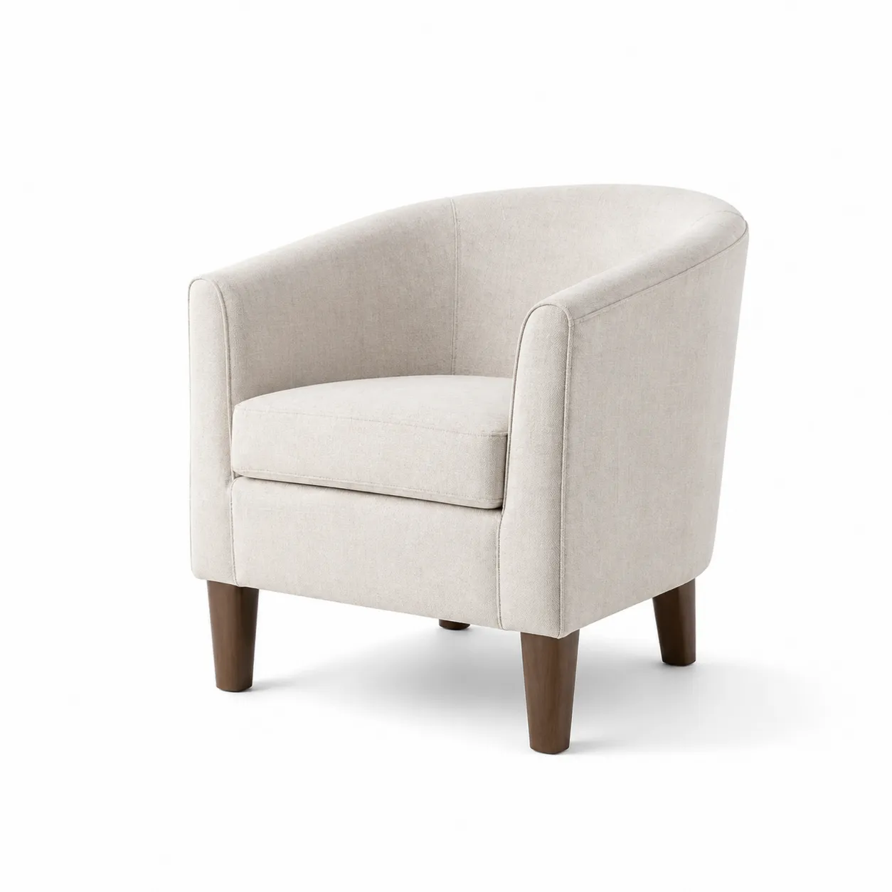 Poltrona in tessuto poliestere con gambe in legno massello, altezza 85 cm