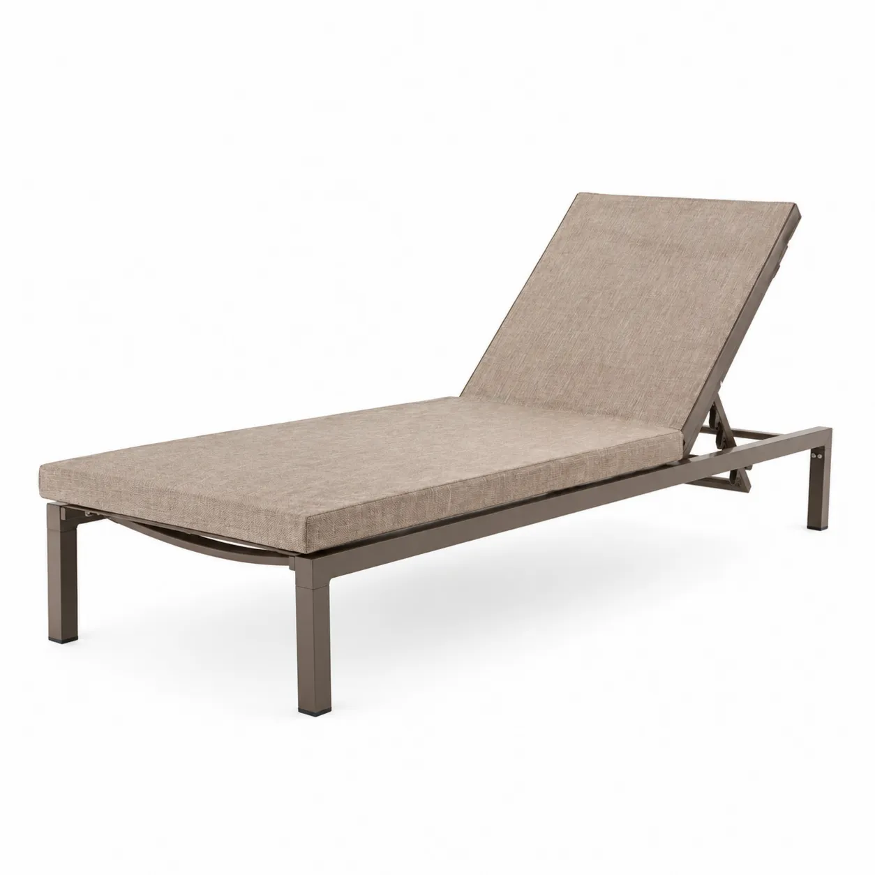 Lettino Prendisole Regolabile in Metallo e Tessuto Beige