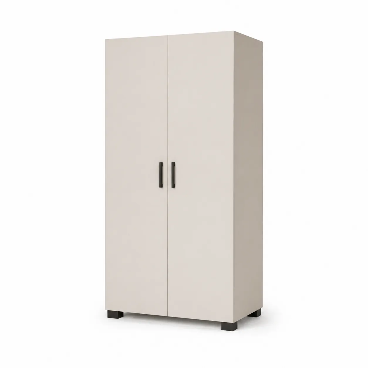 Armadio in legno a 2 ante in truciolare Beige 180x80x50 cm