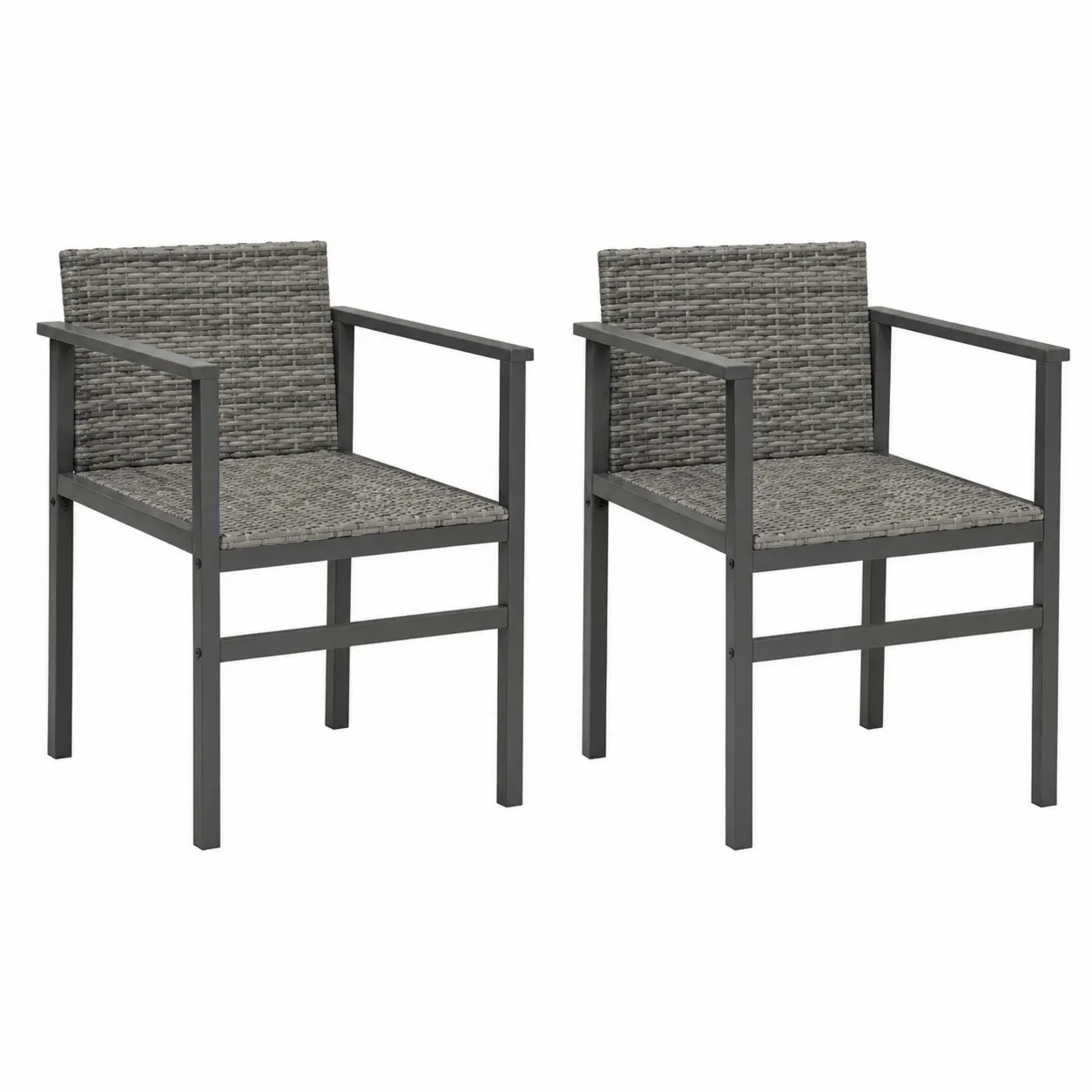 Set di 2 Sedie da Giardino in Rattan Sintetico e Alluminio