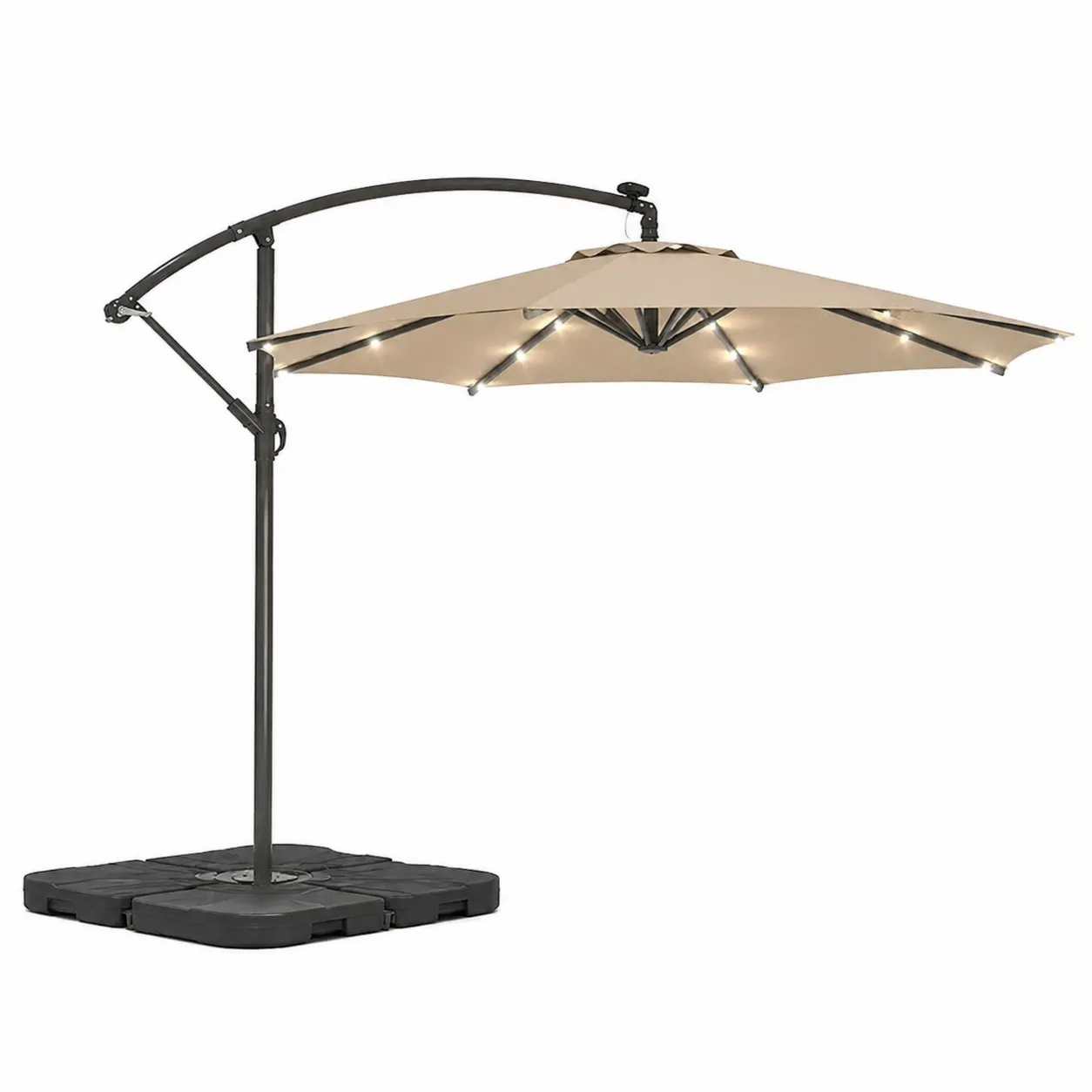 Ombrellone da Giardino in Alluminio con Luci LED Beige