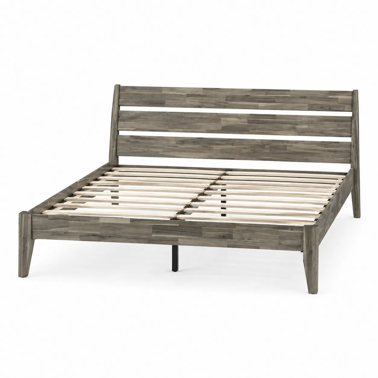 Letto a pannello in legno massello grigio 200x160 cm