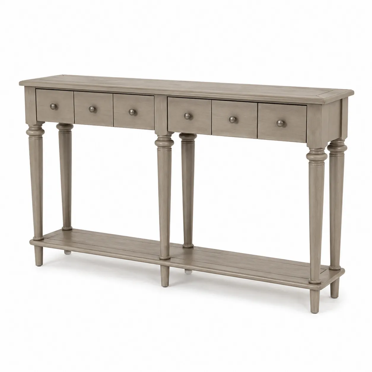 Consolle in legno con cassetti grigio 150x30x85 cm