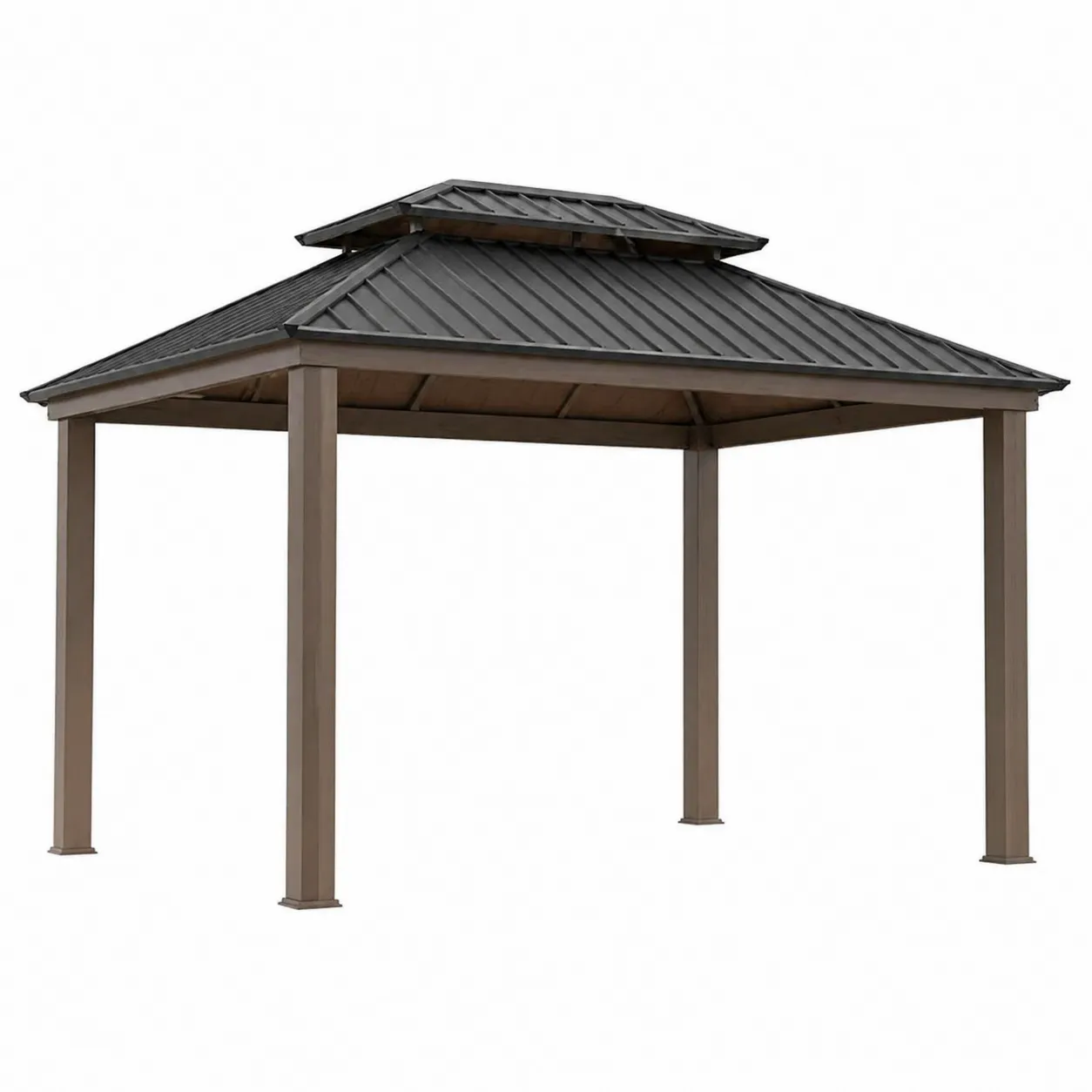 Gazebo in Metallo con Tetto in Acciaio Galvanizzato Grigio 300x400 cm