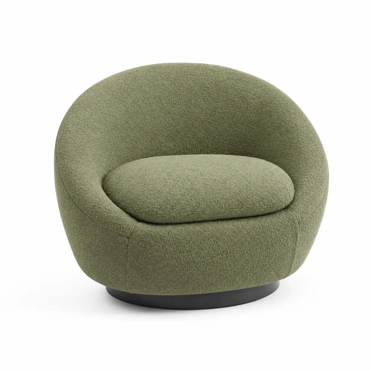 Poltrona Rotante in Bouclè Verde Ø90 cm