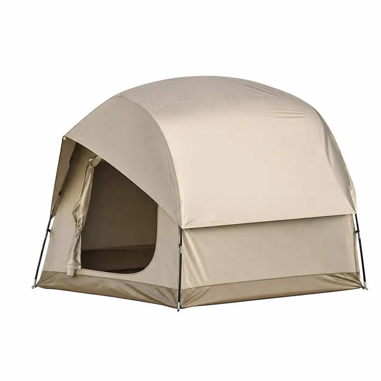 Tenda da Campeggio in Tessuto Poliestere con Struttura in Acciaio Beige