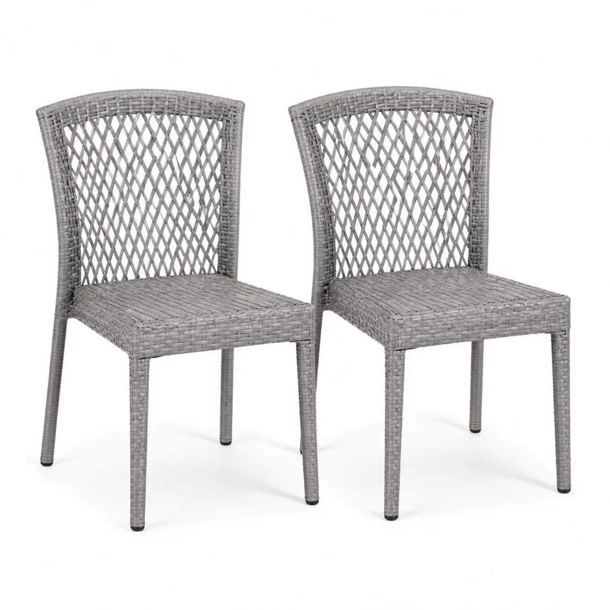 Set di 2 Sedie da Giardino in Rattan Sintetico Grigio