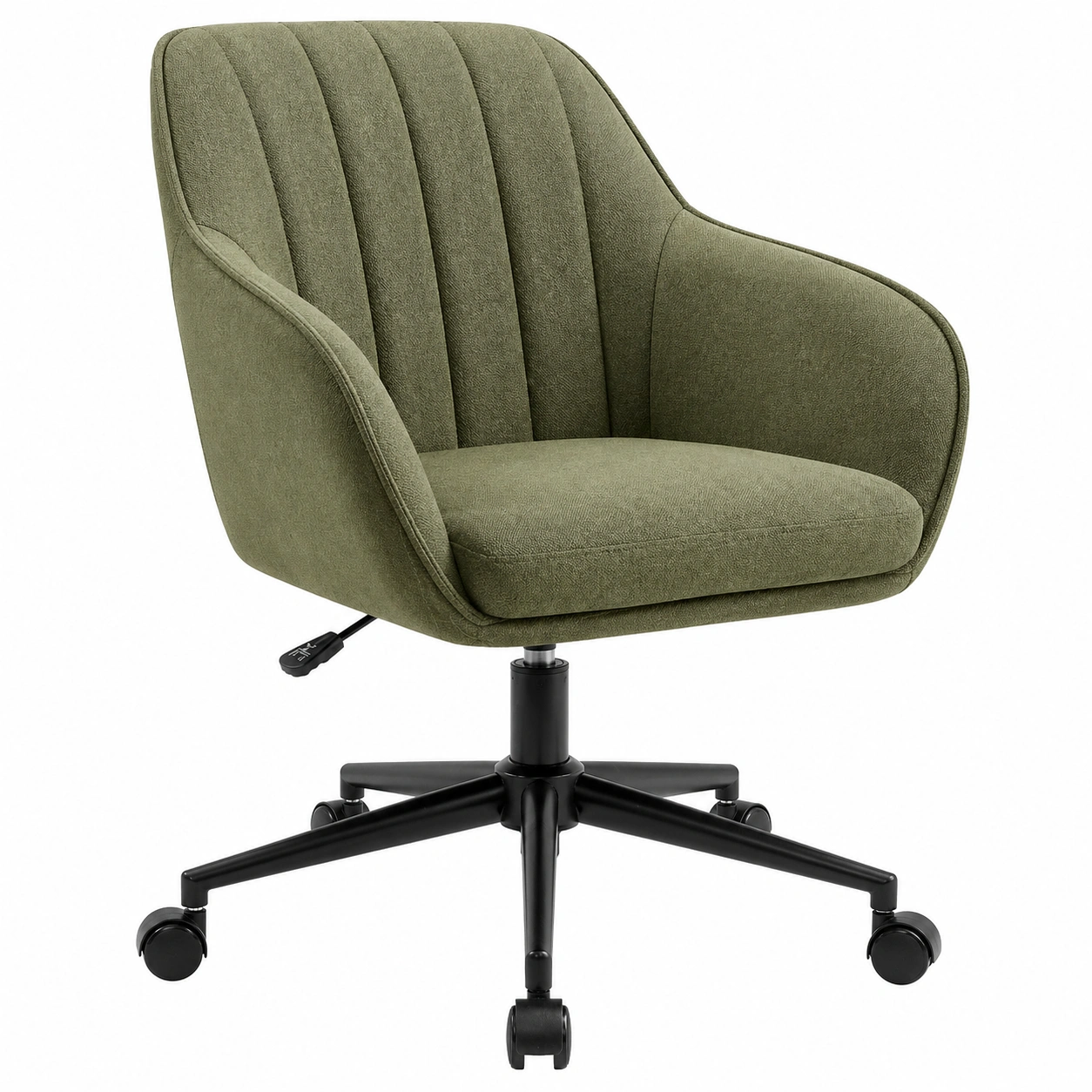 Moderner Drehstuhl mit Armlehnen aus Stoff in Olivgrün – Ergonomisches Design für Büro & Homeoffice-orderpavo