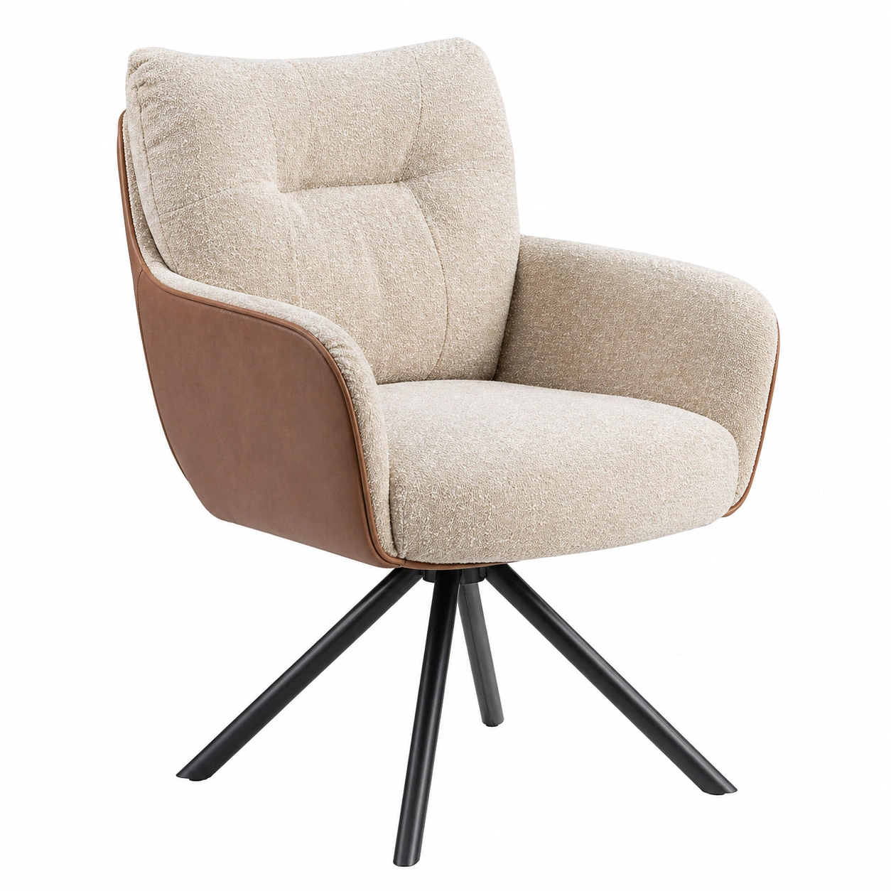 Drehstuhl Lecce Beige Microfaser – Moderner Polsterstuhl mit Drehfunktion-orderpavo